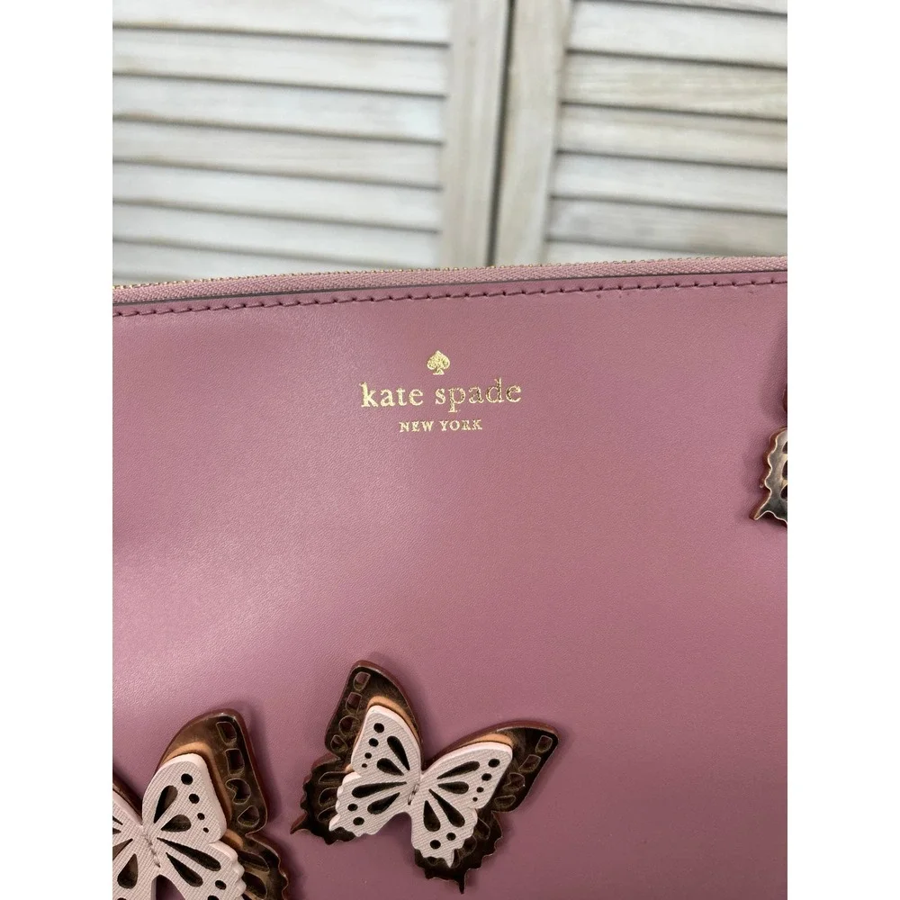 Kate Spade Little Len All The Buzz Butterfly Clutch Dusty Peony Pink Cottagecore